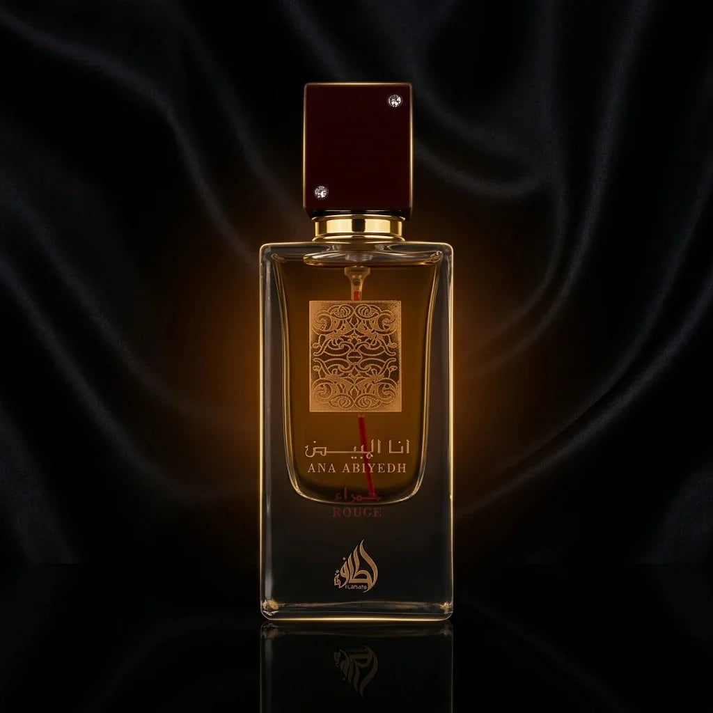 Lattafa Ana Abiyedh Rouge perfume bottle